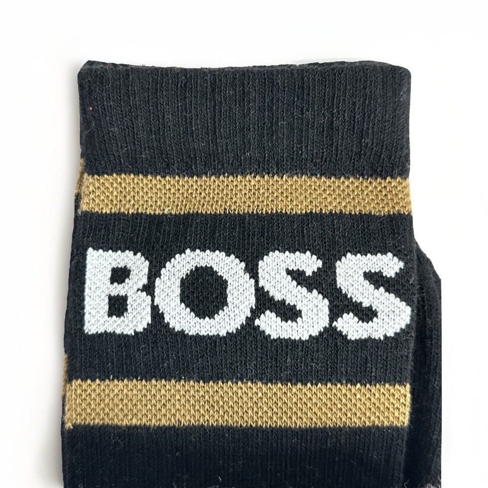 Hugo Boss (3) Pack Men's Crew Socks - Black White - Rib Stripe US 7-13 *NEW* - Picture 6 of 7